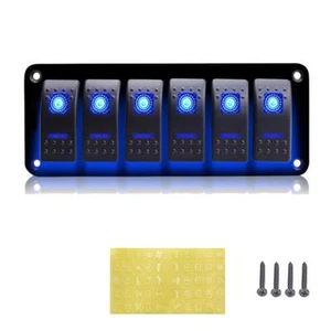 Panel de interruptores de 6 velocidades 12V/24V encendido/apagado basculante impermeable para autocaravana barco azul marino - Imagen 1 de 7