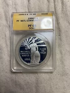 1996-S National Community Service Proof Silver Dollar in ANACS PR 68 DCAM - Picture 1 of 10