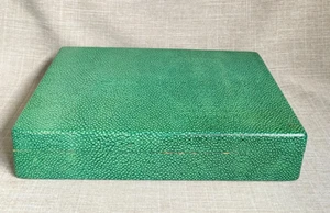 Antica scatola rivestita in legno di cedro verde finto art deco c1920s divisorio interno - Foto 1 di 20