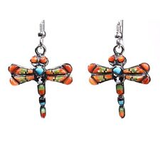 Southwestern Dragonfly Inlay Earrings - Sterling Silver Micro Inlay Jewelry