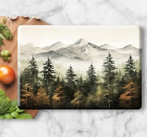 Handmade 8x11 Tempered Glass Cutting Board/Platter~Mountains~Snow~Kitchen~Gift - Picture 1 of 1