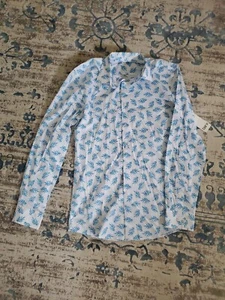 bar lll Herren Hemd weiß mit blauem Blätterprint Gr. Medium - Bild 1 von 6
