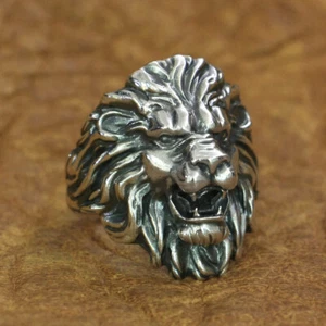 925 Sterling Silver King of Lion Ring Mens Biker Rock Punk Ring TA191A US 7~15 - Picture 1 of 29