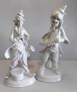 Set of 2 Ceramic Clowns With Musical Instrument Durcan Designs Espana 10" Tall - Picture 1 of 12