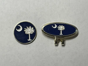 Rare South Carolina Logo 1" Coin Style Golf Marker W/Hat Clip - A Beauty! - Picture 1 of 2
