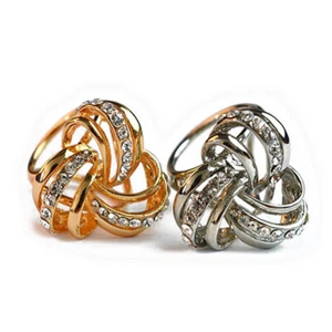 Rhinestone Decorated 3-ring Scarf Shawl Ring Clip (Golden) Scarf clip - Picture 1 of 4
