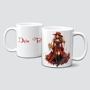 online-hut-Tasse-RedSteamPunk-Zahnräder-Kleid-Ketten-Personalisierbar-LT-1065 - Bild 1 von 1
