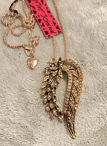 Betsey Johnson Necklace Leaf Unique Abstract Gold Bronze Multi Pendant / Brooch - Picture 1 of 5