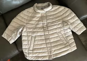 MARTHA STEWART DOWN PUFFER VEST 3/4 SLEEVE POCKETS SIZE 1X SNAP LIGHT GRAY - Picture 1 of 8