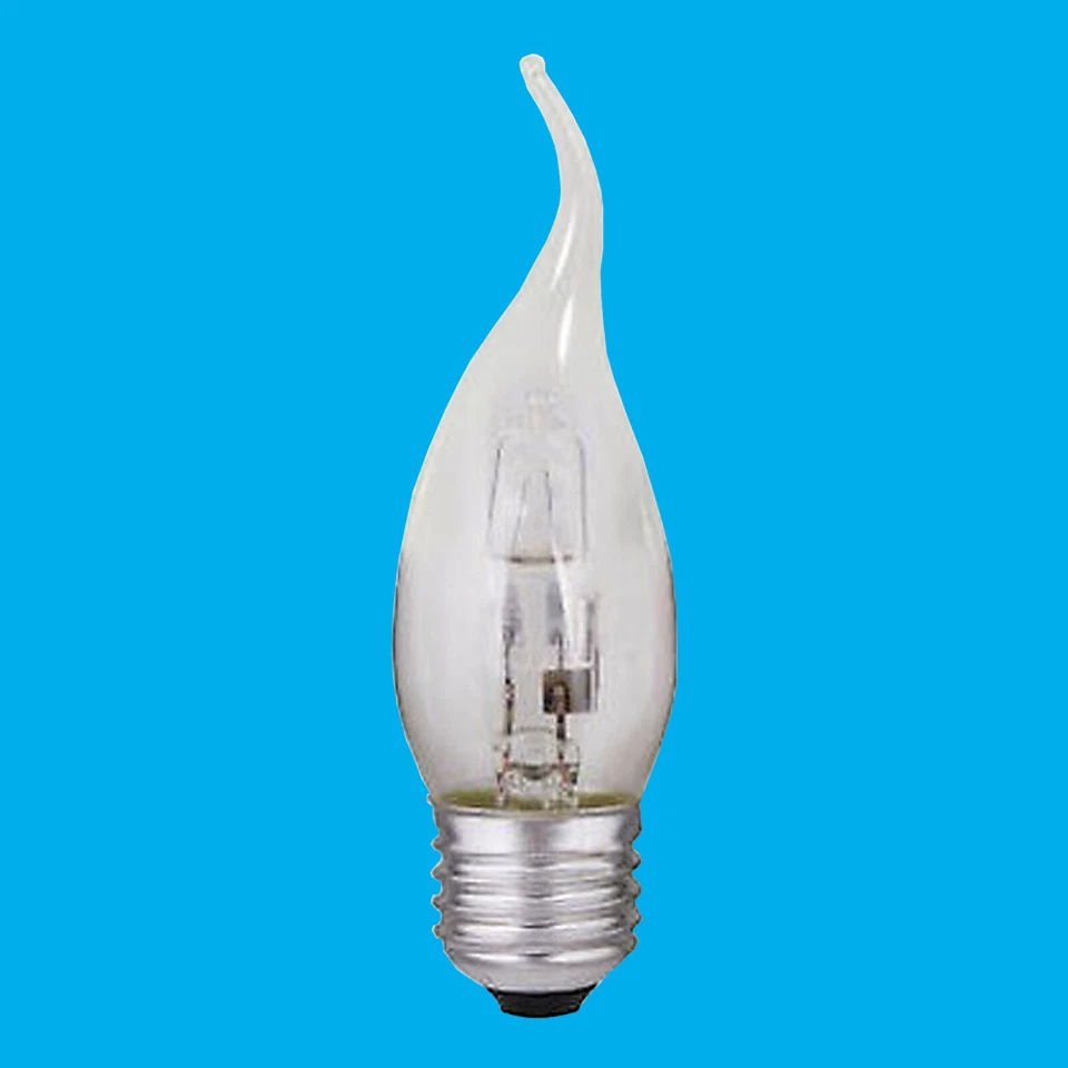 2x 28W (=40W) Dimmbar Halogen Gebogene Spitze Klar Kerze Glühbirnen Es E27 Lampe - Bild 1 von 1