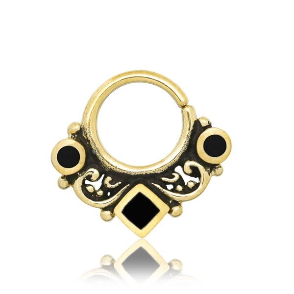 ORNATEADO Negro CÁSCARA 16G LATÓN COLGANTE TABIQUE 9MM ANILLO DIÁMETRO NARIZ ARO Foto 1 de 1