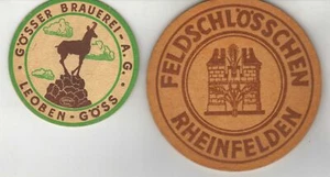1950/60s Beer Coasters -6 coasters miscellaneous brands 3 round & 3 square  - Picture 1 of 3