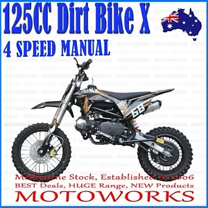 MOTOWORKS 125CC PLUS DIRT TRAIL PIT MOTOR 2 WHEELS PRO BIKE Kick start BLACK - Picture 1 of 17
