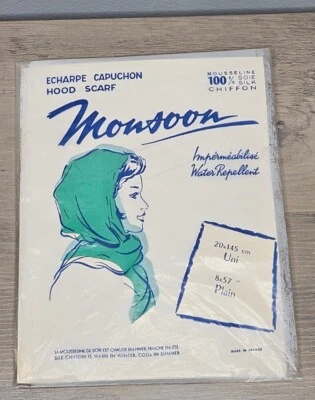 Vintage nos Monsoon Chiffon Hood Scarf Made In France  - Image 1 of 4