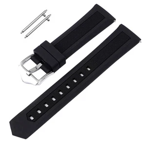 Silicone Rubber Watch Band Waterproof Quick Release Strap 16 18 19 20 21 22mm - Picture 1 of 17