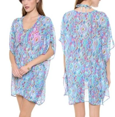 Traje de baño Ella Moss Isla abstracto cuello en V cubierta multicolor para mujer talla mediana Foto 1 de 4