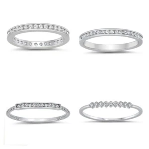 .925 Sterling Silver STACKABLE & ETERNITY BAND RINGS W/ CZ SIZES 4 to 10 * - Picture 1 of 6