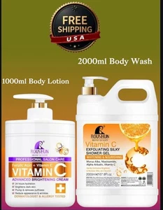 Juego de 2 piezas de jabón corporal exfoliante con vitamina C + loción blanqueadora VC,[Stock en EE. UU. 🇺🇸]  - Imagen 1 de 24