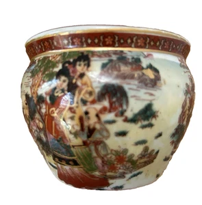 Vintage chinesisches Fischglas Übertopf/Jardiniere schönes Design handbemalt - Bild 1 von 5