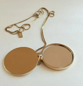 Kate Spade Samstag hellgoldfarben Schiebe Spiegel Anhänger Halskette - Bild 1 von 11