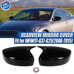 Gloss Black For Infiniti G25 G37 Q60 2009-2015 Side Wing Mirror Cover Cap ADD-ON - Picture 1 of 13