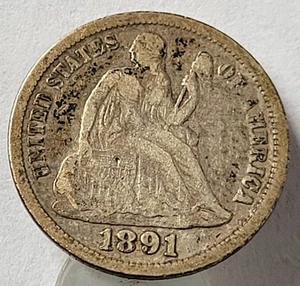 1891 Seated Liberty Dime - Picture 1 of 2