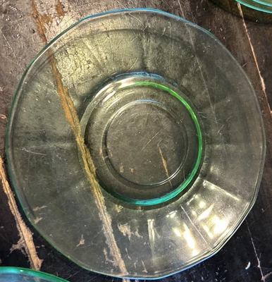 VTG Anchor Hocking Green Vaseline Block Optic Uranium Plate 8.25" Set of 2 - Image 1 of 4