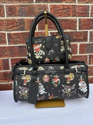 ED HARDY TATTOO PRINT TOTE / CROSSBODY BAG WITH WALLET SET NWT  - Image 1 of 4