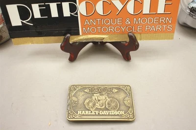 Antique Brass Belt Buckle showing 1903 Harley - USED - Image 1 of 4