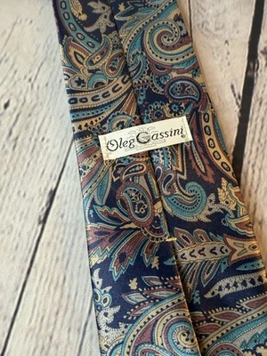 Corbata de cuello Oleg Cassini para hombre cachemira dorada tostada 100 % seda clásica Foto 1 de 3