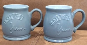 Baileys Yum Vintage Glazed Stoneware Coffee Mugs~Set of 2 w/Bottom Baileys Quote - Picture 1 of 7