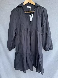 Neu mit Etikett Nordstrom Rack Small schwarz Langarm Kleid Kragen Babydoll kurz abgestuft - Bild 1 von 7