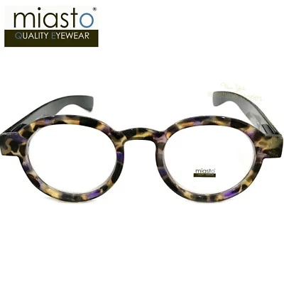 GAFAS DE LECTURA REDONDAS OVALADAS MIASTO (HECHAS EN TAIWÁN) RX+4,00 TORTUGA AZUL/PÚRPURA Foto 1 de 2