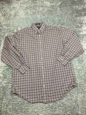 Camisa masculina Daniel Cremieux definitiva com botões tamanho grande marrom azul clássica - Imagem 1 de 4