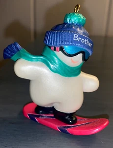 Bruder auf Snowboard 1995 Schneemann Hallmark Keepsake Ornament - Bild 1 von 7