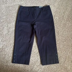 Talbots Pants Womens 6P Navy Cotton Stretch Perfect Skimmer Pedal Pusher NWT - Picture 1 of 8