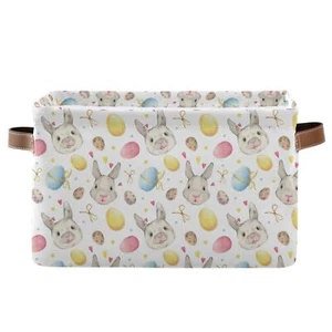 Easter Storage Basket With Handles Easter Eggs Rabbit Fabric Collapsible Storage - Picture 1 of 8