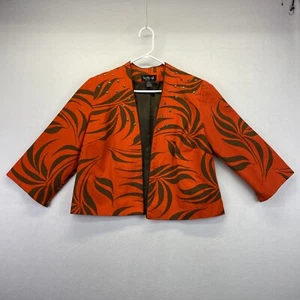 Ivy Chic Women’s Lined Jacket Orange & Brown Studded Size L 3/4 Sleeves - Picture 1 of 11