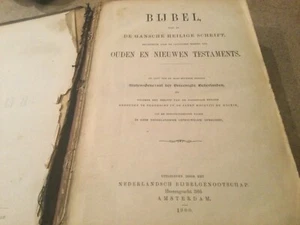 ANTIQUE DUTCH BIBLE BIJBEL 1900 OLD & NEW TESTAMENTS HC - Picture 1 of 9