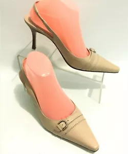 Karen Scott beige Lederschuhe Größe 8,5 Riemen hinten spitz zulaufend Business Freizeit - Bild 1 von 8