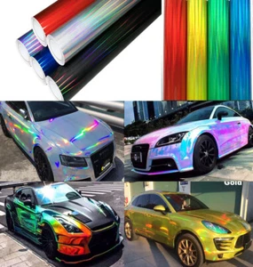 Glossy Laser Chrome Holographic Rainbow Vinyl Vehicle Car Wrap Film Foil Sticker - Picture 1 of 18