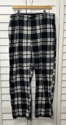 Pantalones de pijama para dormir de franela a cuadros Nautica para hombre talla grande negro, blanco y gris Foto 1 de 4