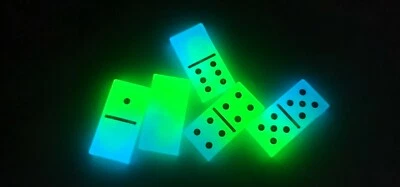 Handmade 4 Color Glow in the Dark Frosty White & Green to Blue & Green Dominoes - Image 1 of 4