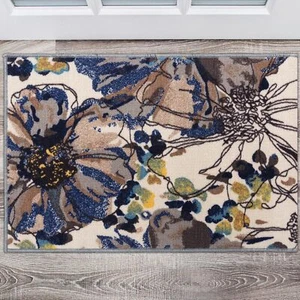 Rugshop Modern Bright Flowers Non-Slip (Non-Skid) Area Rug 20" X 30" Cream - Picture 1 of 5