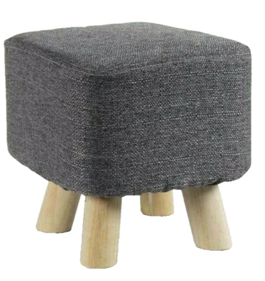 POUF MODERNO QUADRATO SGABELLO POGGIAPIEDI TESSUTO GRIGIO SCURO PIEDI LEGNO 27cm - Immagine 1 di 4