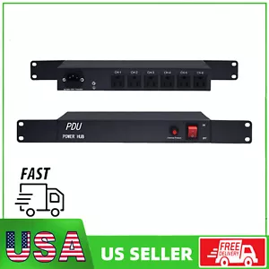 1U PDU Rack Mount Power Strip, 6 Outlet Surge Protector, 6 FT Heavy Power Cord - Picture 1 of 8