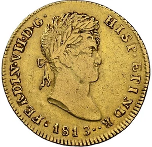 Spain - 1813-C SF - Ferdinand VII - 2 Escudos - CATALONIA - NGC VF30 - VERY RARE - Picture 1 of 4