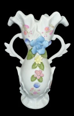  Винтажная корейская фарфоровая ваза с цветочным рисунком 6 3/4 дюйма - Изображение 1 из 4