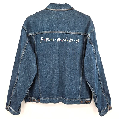 Vintage FRIENDS Cast & Crew TV Series Blue Denim Jean NIKE Jacket Size XL Rare - Image 1 of 4