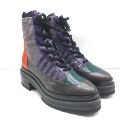 Botines Pierre Hardy Plataforma Con Cordones Nevada Gris Gamuza y Cuero Talla 41 Foto 1 de 4